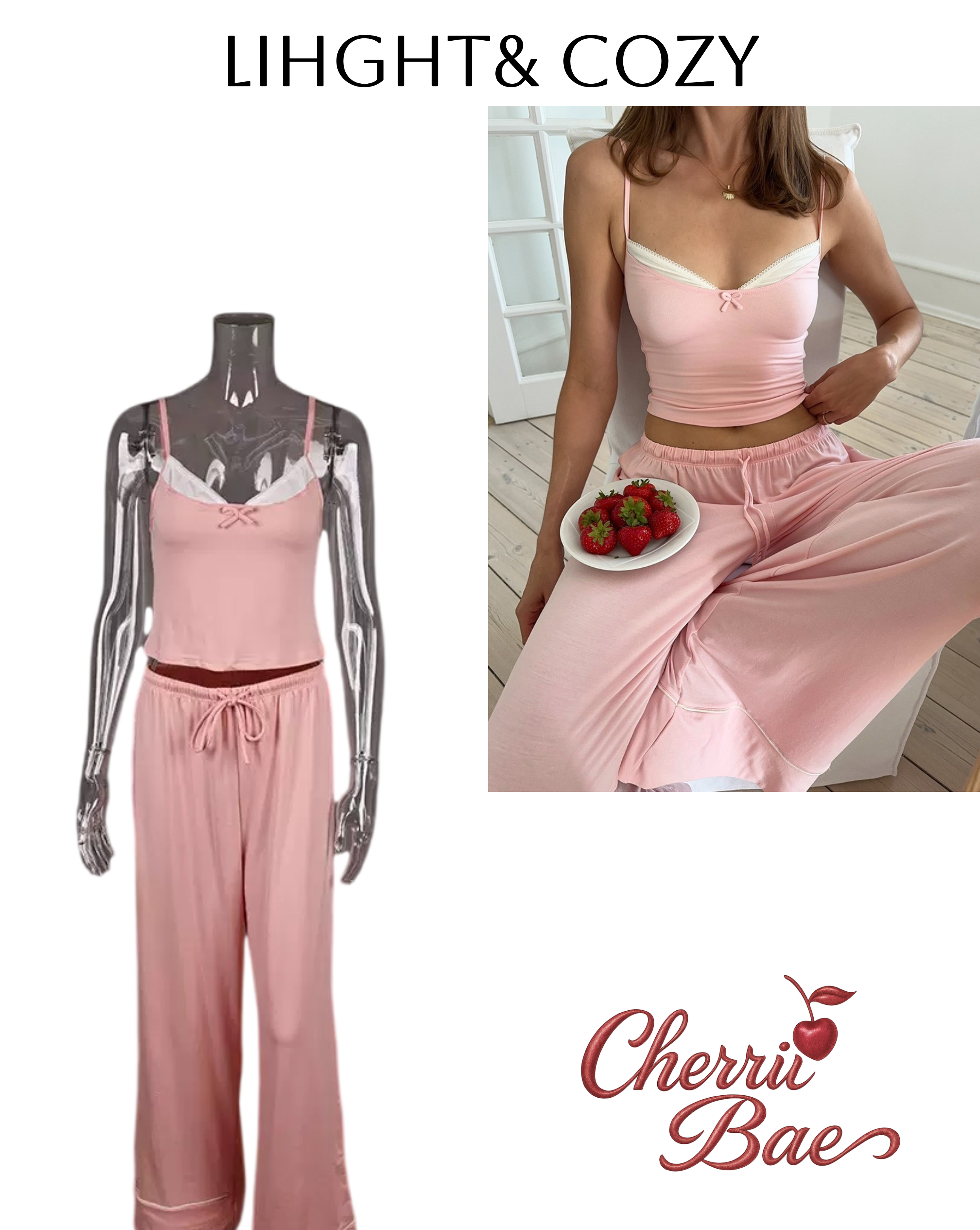 Strawberry Pajama Set-Pink