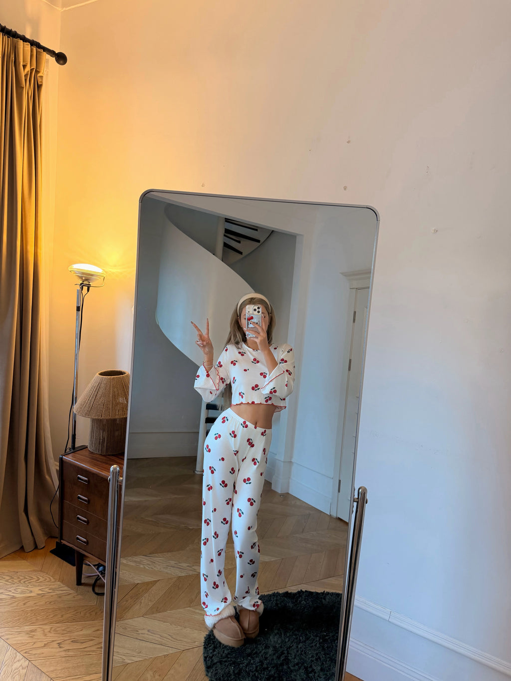 Cherry Print Pajama Set