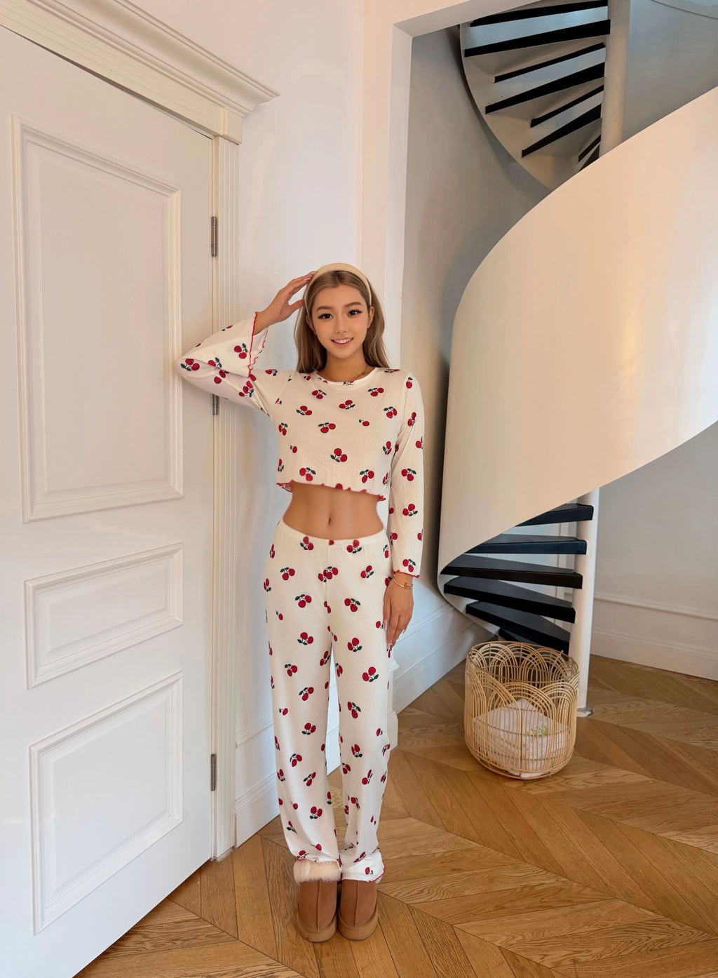Cherry Print Pajama Set
